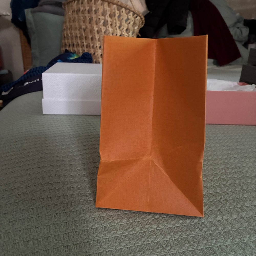 Louis Vuitton small paper bag 7x8.75" designer shopping tote orange blue handles - Picture 4 of 11